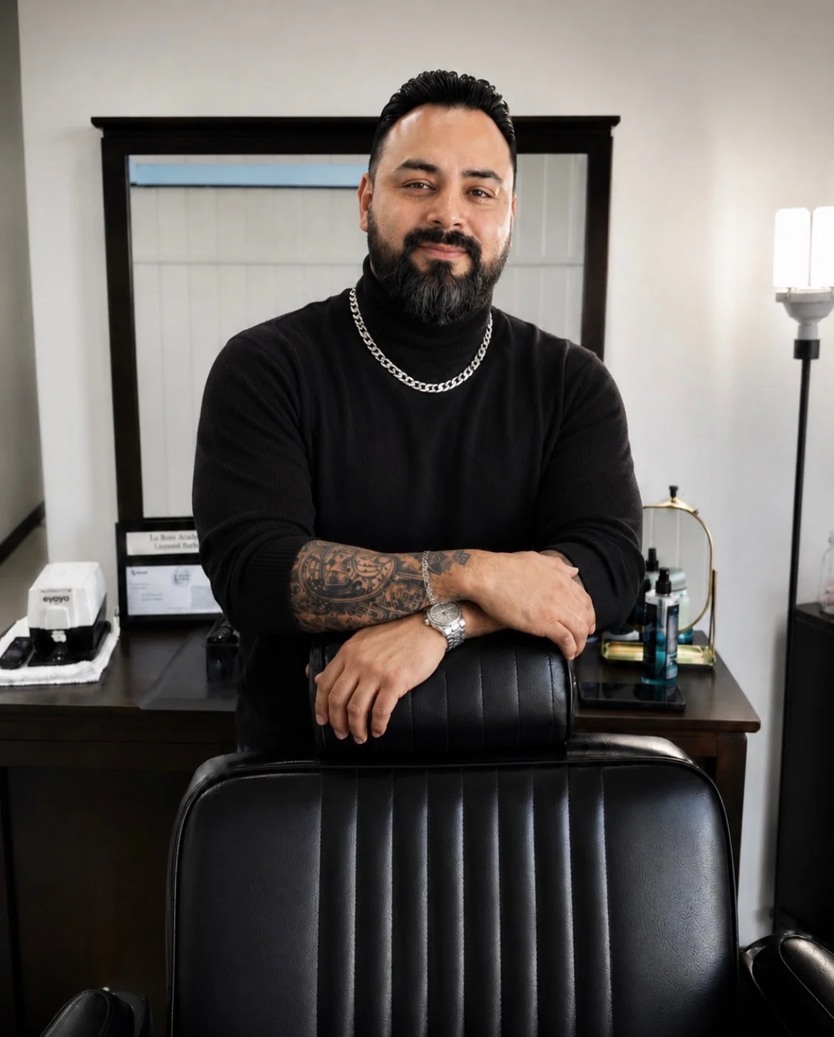 Brian Alamillo, barber at Masters Barber Co. in Ventura